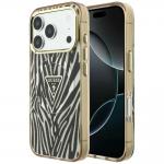 Husa Guess IML Zebra Glitter Triangle Logo cu MagSafe compatibila cu iPhone 18 Pro / 17 Pro, Gold 4 - lerato.ro