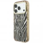 Husa Guess IML Zebra Glitter Triangle Logo cu MagSafe compatibila cu iPhone 18 Pro / 17 Pro, Gold 3 - lerato.ro