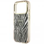 Husa Guess IML Zebra Glitter Triangle Logo cu MagSafe compatibila cu iPhone 18 Pro / 17 Pro, Gold 7 - lerato.ro