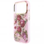 Husa Guess IML Glitter Blossom Roses compatibila cu iPhone 18 Pro / 17 Pro, Roz 7 - lerato.ro