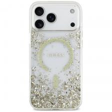 Husa Guess Resin Bottom Glitter cu MagSafe compatibila cu iPhone 18 Pro Max / 17 Pro Max, Gold
