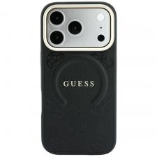 Husa Guess Saffiano Peony and Ring cu MagSafe compatibila cu iPhone 18 Pro Max / 17 Pro Max, Negru