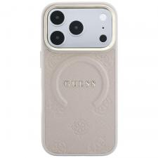 Husa Guess Saffiano Peony and Ring cu MagSafe compatibila cu iPhone 18 Pro / 17 Pro, Roz