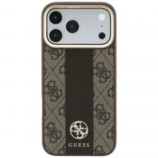 Husa Guess 4G Stripe Round and Classic Logo cu MagSafe compatibila cu iPhone 18 Pro Max / 17 Pro Max, Maro