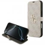 Husa flip cover Guess 4G Metal Logo Book compatibila cu iPhone 18 Pro Max / 17 Pro Max, Roz 4 - lerato.ro