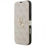 Husa flip cover Guess 4G Metal Logo Book compatibila cu iPhone 18 Pro Max / 17 Pro Max, Roz 3 - lerato.ro