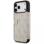 Husa flip cover Guess 4G Metal Logo Book compatibila cu iPhone 18 Pro Max / 17 Pro Max, Roz 6 - lerato.ro