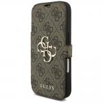 Husa flip cover Guess 4G Metal Logo Book compatibila cu iPhone 18 Pro / 17 Pro, Maro 3 - lerato.ro