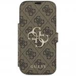 Husa flip cover Guess 4G Metal Logo Book compatibila cu iPhone 18 Pro / 17 Pro, Maro 2 - lerato.ro