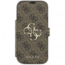 Husa flip cover Guess 4G Metal Logo Book compatibila cu iPhone 18 Pro / 17 Pro, Maro