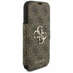 Husa flip cover Guess 4G Metal Logo Book compatibila cu iPhone 18 Pro / 17 Pro, Maro 5 - lerato.ro