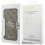 Husa flip cover Guess 4G Metal Logo Book compatibila cu iPhone 18 Pro / 17 Pro, Maro 8 - lerato.ro