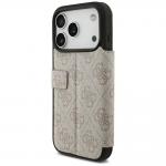 Husa flip cover Guess 4G Metal Logo Book compatibila cu iPhone 18 Pro / 17 Pro, Roz 6 - lerato.ro