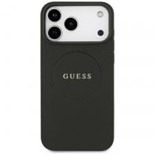 Husa Guess Grained Gold Ring cu MagSafe compatibila cu iPhone 18 Pro Max / 17 Pro Max, Negru