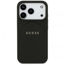 Husa Guess Grained Gold Ring cu MagSafe compatibila cu iPhone 18 Pro / 17 Pro, Negru