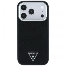 Husa Guess Grained Triangle Logo cu MagSafe compatibila cu iPhone 18 Pro / 17 Pro, Negru