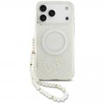 Husa GuessI ML Flowers Allover Electroplated Pearl Strap cu MagSafe compatibila cu iPhone 18 Pro Max / 17 Pro Max, Alb 2 - lerato.ro