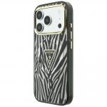 Husa Guess ML Zebra Glitter Triangle Logo cu MagSafe compatibila cu iPhone 18 Pro / 17 Pro, Silver 3 - lerato.ro