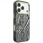 Husa Guess ML Zebra Glitter Triangle Logo cu MagSafe compatibila cu iPhone 18 Pro / 17 Pro, Silver 5 - lerato.ro