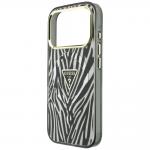 Husa Guess ML Zebra Glitter Triangle Logo cu MagSafe compatibila cu iPhone 18 Pro / 17 Pro, Silver 7 - lerato.ro