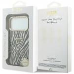 Husa Guess ML Zebra Glitter Triangle Logo cu MagSafe compatibila cu iPhone 18 Pro / 17 Pro, Silver 9 - lerato.ro