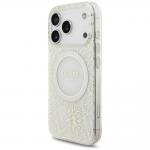 Husa GuessI ML Flowers Allover Electroplated Pearl Strap cu MagSafe compatibila cu iPhone 18 Pro / 17 Pro, Alb 4 - lerato.ro
