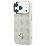 Husa Guess Peony 4G Small Logo cu MagSafe compatibila cu iPhone 18 Pro / 17 Pro, Bej 3 - lerato.ro