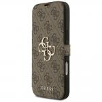 Husa flip cover Guess 4G Metal Logo Book compatibila cu iPhone 18 Pro Max / 17 Pro Max, Maro 3 - lerato.ro