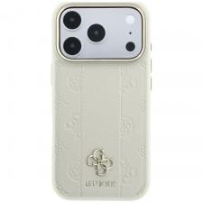 Husa Guess Stripe Peony 4G Logo cu MagSafe compatibila cu iPhone 18 Pro / 17 Pro, Bej
