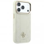 Husa Guess Stripe Peony 4G Logo cu MagSafe compatibila cu iPhone 18 Pro / 17 Pro, Bej 5 - lerato.ro