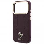 Husa Guess Stripe Peony 4G Logo cu MagSafe compatibila cu iPhone 18 Pro / 17 Pro, Burgundy 7 - lerato.ro