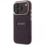 Husa Guess Saffiano Peony and Ring cu MagSafe compatibila cu iPhone 18 Pro Max / 17 Pro Max, Burgundy 3 - lerato.ro