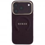 Husa Guess Saffiano Peony and Ring cu MagSafe compatibila cu iPhone 18 Pro Max / 17 Pro Max, Burgundy 2 - lerato.ro
