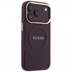 Husa Guess Saffiano Peony and Ring cu MagSafe compatibila cu iPhone 18 Pro Max / 17 Pro Max, Burgundy 5 - lerato.ro