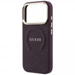 Husa Guess Saffiano Peony and Ring cu MagSafe compatibila cu iPhone 18 Pro Max / 17 Pro Max, Burgundy 7 - lerato.ro