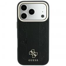 Husa Guess Stripe Peony 4G Logo cu MagSafe compatibila cu iPhone 18 Pro Max / 17 Pro Max, Negru