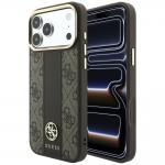 Husa Guess 4G Stripe Round and Classic Logo cu MagSafe compatibila cu iPhone 18 Pro / 17 Pro, Maro 4 - lerato.ro