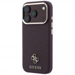Husa Guess Saffiano Small 4G Classic Logo cu MagSafe compatibila cu iPhone 18 Pro / 17 Pro, Burgundy 3 - lerato.ro