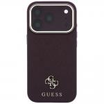 Husa Guess Saffiano Small 4G Classic Logo cu MagSafe compatibila cu iPhone 18 Pro / 17 Pro, Burgundy 2 - lerato.ro