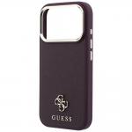 Husa Guess Saffiano Small 4G Classic Logo cu MagSafe compatibila cu iPhone 18 Pro / 17 Pro, Burgundy 7 - lerato.ro