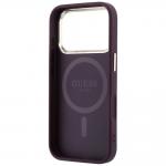 Husa Guess Saffiano Small 4G Classic Logo cu MagSafe compatibila cu iPhone 18 Pro / 17 Pro, Burgundy 8 - lerato.ro