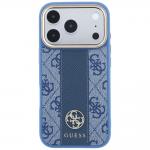 Husa Guess 4G Stripe Round and Classic Logo cu MagSafe compatibila cu iPhone 18 Pro / 17 Pro, Albastru 2 - lerato.ro