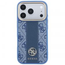 Husa Guess 4G Stripe Round and Classic Logo cu MagSafe compatibila cu iPhone 18 Pro / 17 Pro, Albastru