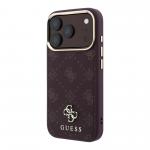 Husa Guess Peony 4G Small Logo cu MagSafe compatibila cu iPhone 18 Pro / 17 Pro, Burgundy 3 - lerato.ro