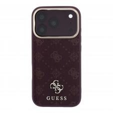 Husa Guess Peony 4G Small Logo cu MagSafe compatibila cu iPhone 18 Pro / 17 Pro, Burgundy