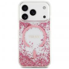 Husa Guess Resin Bottom Glitter cu MagSafe compatibila cu iPhone 18 Pro / 17 Pro, Roz