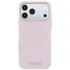 Husa Guess Perforated 4G Gold Logo cu MagSafe compatibila cu iPhone 18 Pro Max / 17 Pro Max, Roz