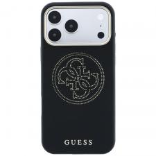 Husa Guess Perforated 4G Gold Logo cu MagSafe compatibila cu iPhone 18 Pro / 17 Pro, Negru
