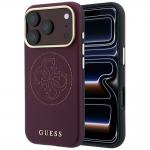 Husa Guess Perforated 4G Gold Logo cu MagSafe compatibila cu iPhone 18 Pro / 17 Pro, Burgundy 4 - lerato.ro