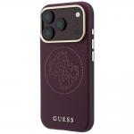 Husa Guess Perforated 4G Gold Logo cu MagSafe compatibila cu iPhone 18 Pro / 17 Pro, Burgundy 3 - lerato.ro